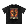 Saint Rooster on Cross – Heavyweight 100% Cotton, Vintage Wash, Washed Black
