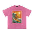 Dusty Cock, Rooster Surfer Graphic Tee – Heavyweight 100% Cotton, Vintage Wash
