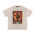 Saint Rooster on Cross – Heavyweight 100% Cotton, Vintage Wash, Washed