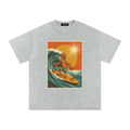 Dusty Cock, Rooster Surfer Graphic Tee – Heavyweight 100% Cotton, Vintage Wash