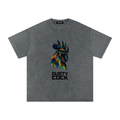 Dusty Cock “Prismatic Rooster” Geometric Head Graphic Tee – Heavyweight 100% Cotton, Vintage Wash, Washed