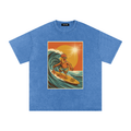 Dusty Cock, Rooster Surfer Graphic Tee – Heavyweight 100% Cotton, Vintage Wash