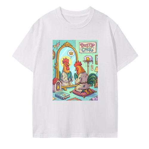 Dusty Cock “Praying to the Mirror 2” Rooster Graphic Tee – 100% Cotton