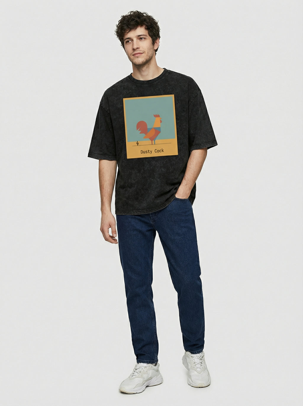 Desert Rooster Outlaw Graphic Tee – Heavyweight 100% Cotton, Vintage Wash