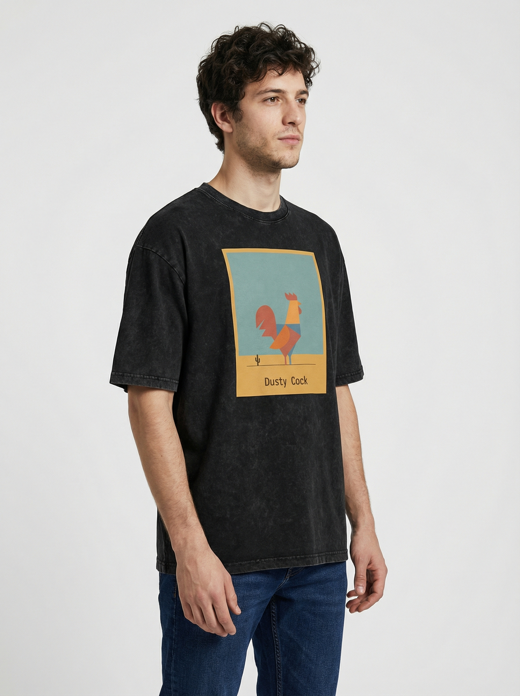 Desert Rooster Outlaw Graphic Tee – Heavyweight 100% Cotton, Vintage Wash