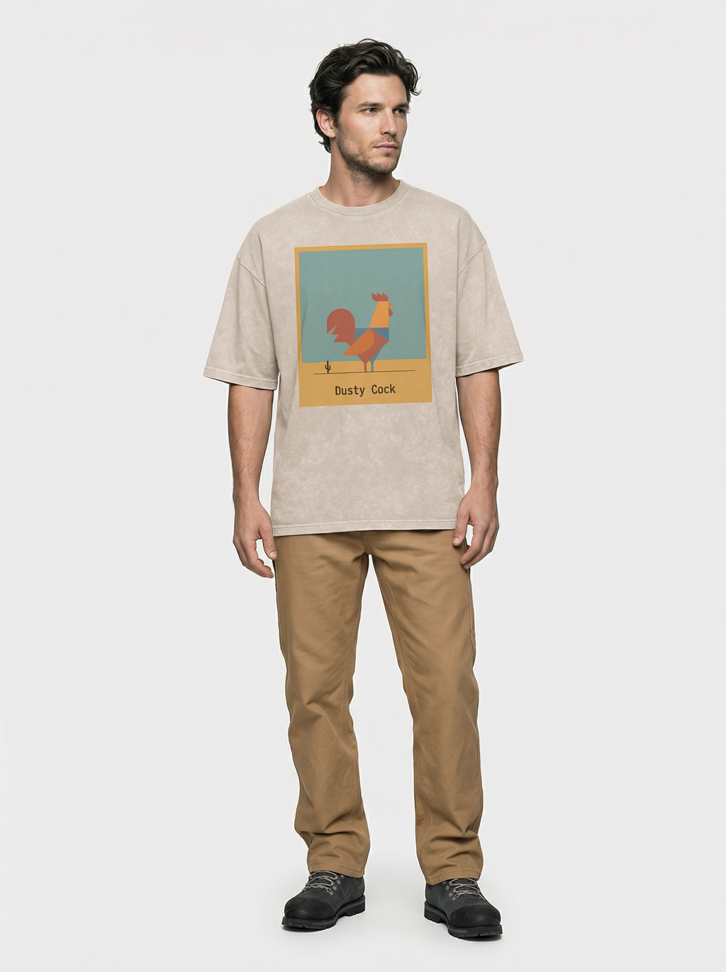 Desert Rooster Outlaw Graphic Tee – Heavyweight 100% Cotton, Vintage Wash