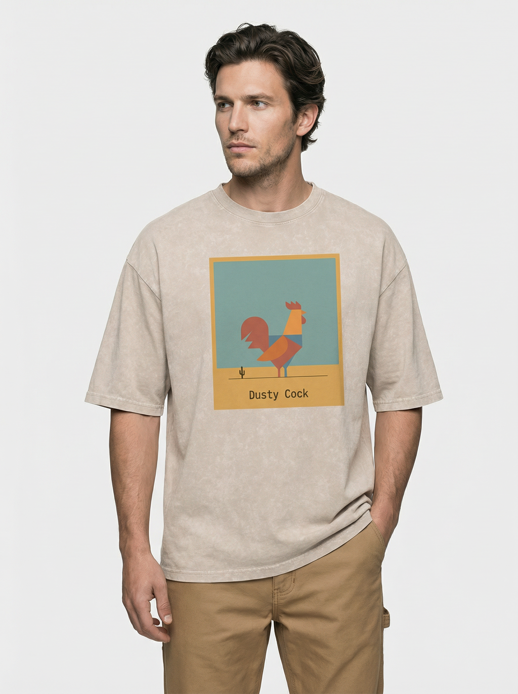 Desert Rooster Outlaw Graphic Tee – Heavyweight 100% Cotton, Vintage Wash