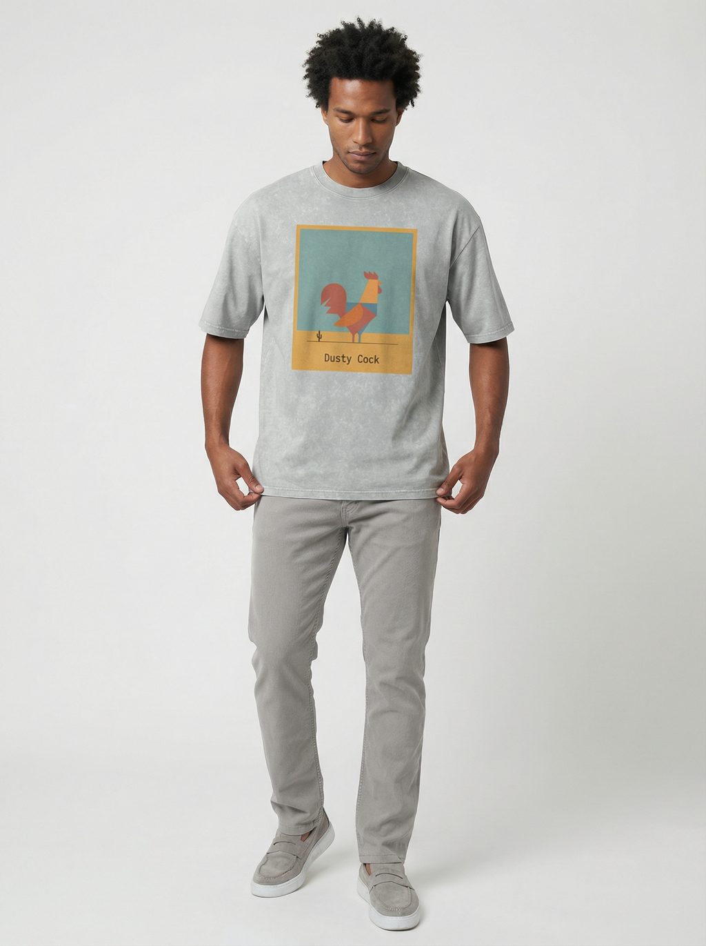 Desert Rooster Outlaw Graphic Tee – Heavyweight 100% Cotton, Vintage Wash