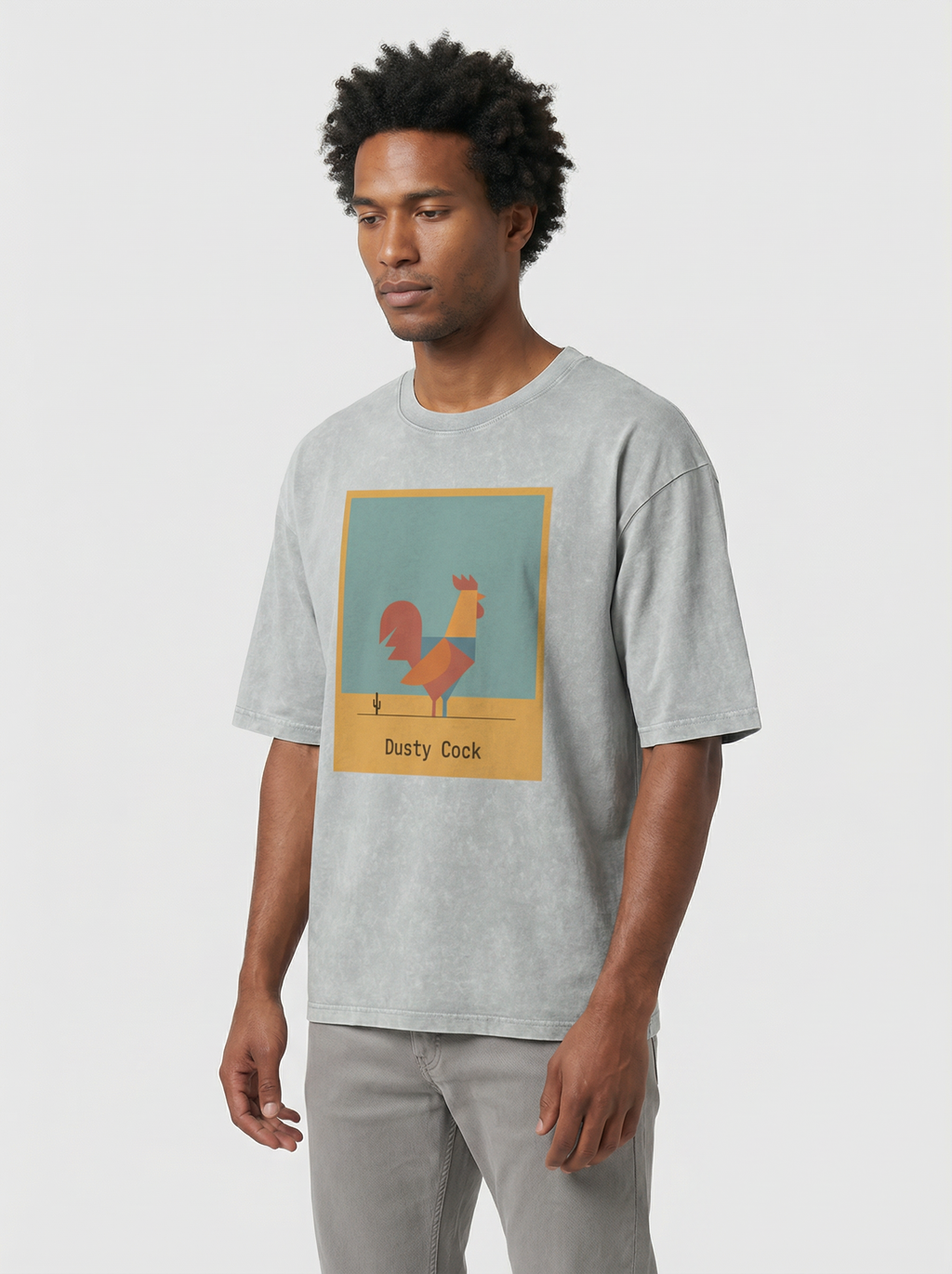 Desert Rooster Outlaw Graphic Tee – Heavyweight 100% Cotton, Vintage Wash