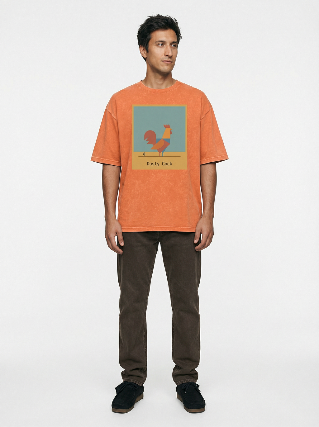 Desert Rooster Outlaw Graphic Tee – Heavyweight 100% Cotton, Vintage Wash