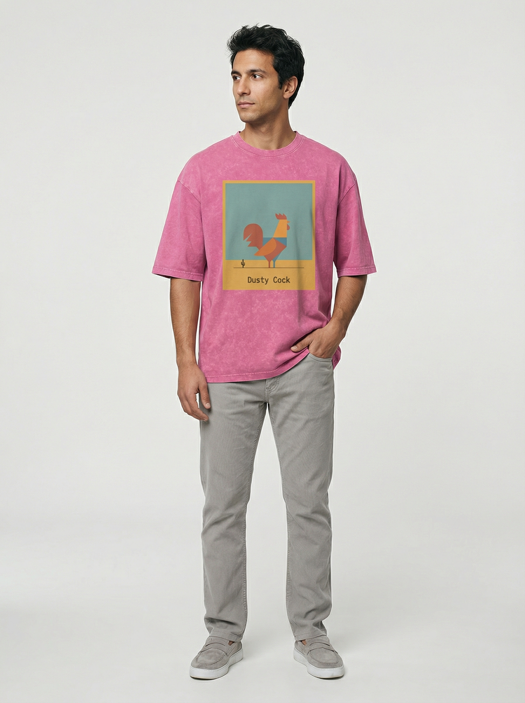 Desert Rooster Outlaw Graphic Tee – Heavyweight 100% Cotton, Vintage Wash