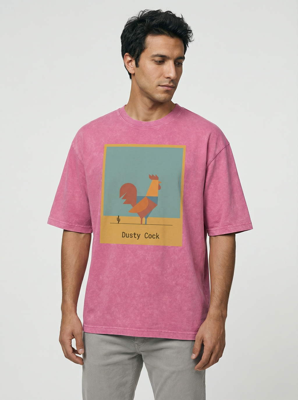 Desert Rooster Outlaw Graphic Tee – Heavyweight 100% Cotton, Vintage Wash