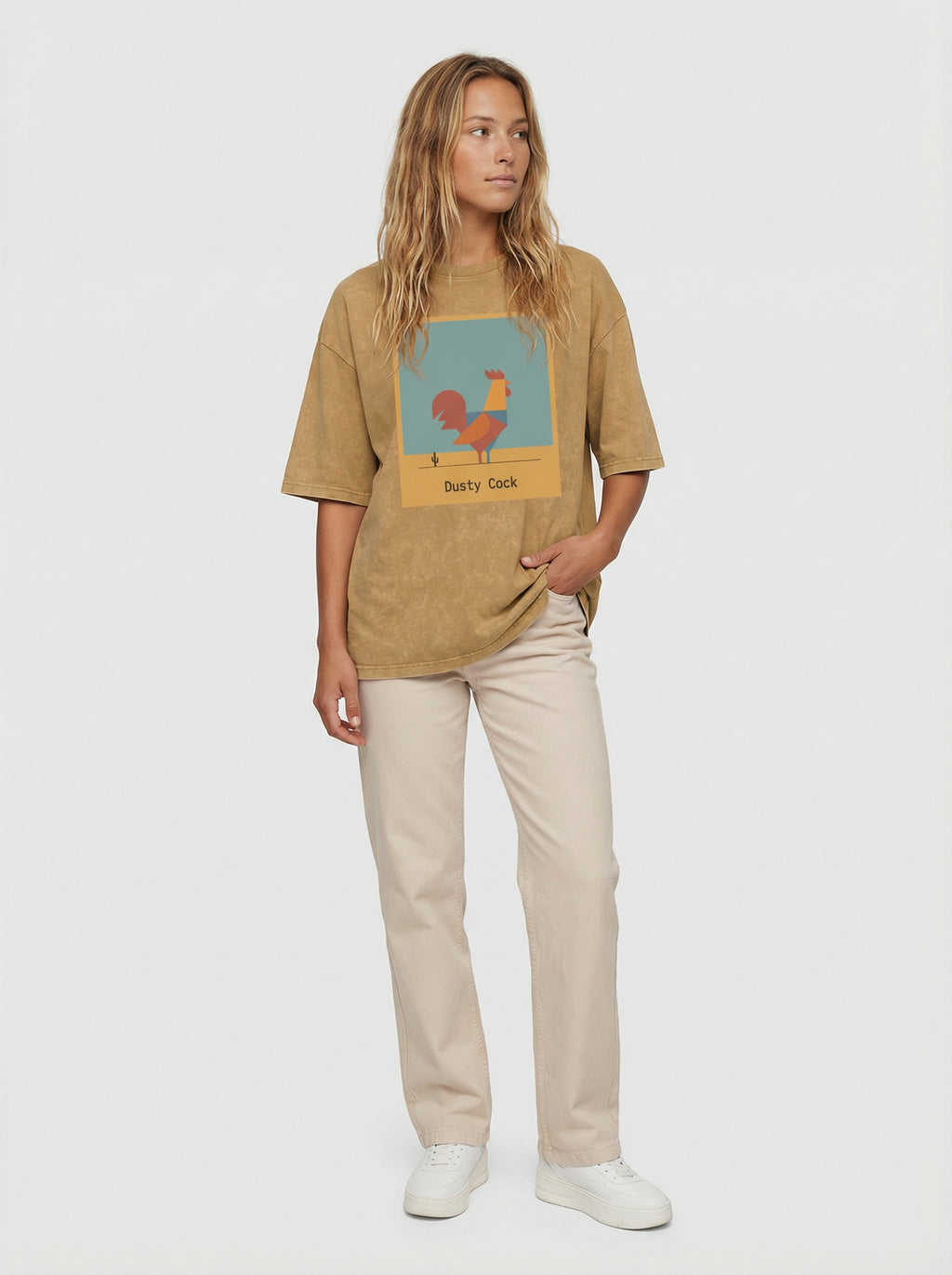 Desert Rooster Outlaw Graphic Tee – Heavyweight 100% Cotton, Vintage Wash