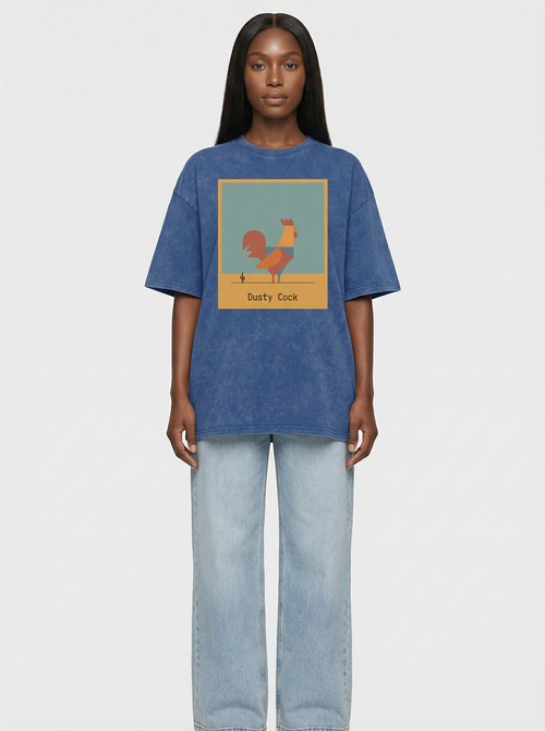 Desert Rooster Outlaw Graphic Tee – Heavyweight 100% Cotton, Vintage Wash