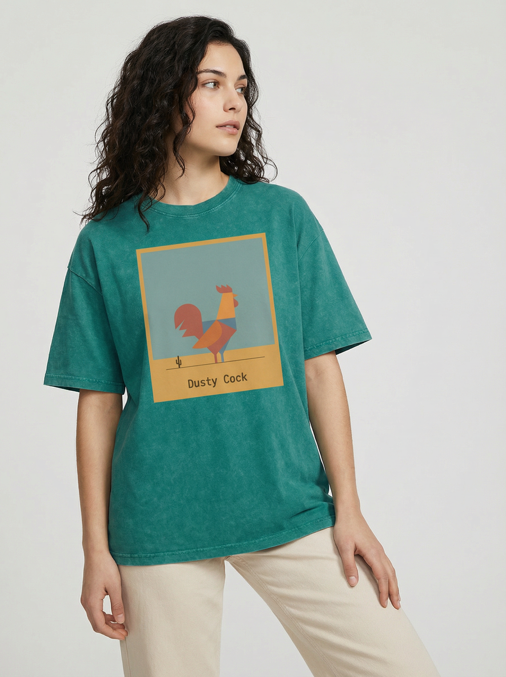 Desert Rooster Outlaw Graphic Tee – Heavyweight 100% Cotton, Vintage Wash
