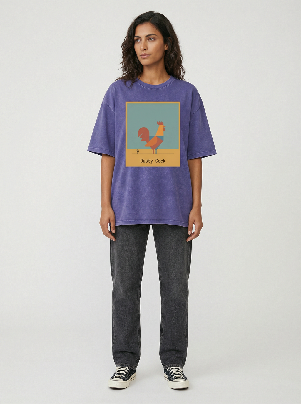 Desert Rooster Outlaw Graphic Tee – Heavyweight 100% Cotton, Vintage Wash