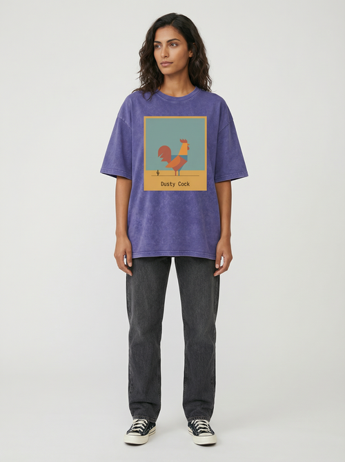 Desert Rooster Outlaw Graphic Tee – Heavyweight 100% Cotton, Vintage Wash