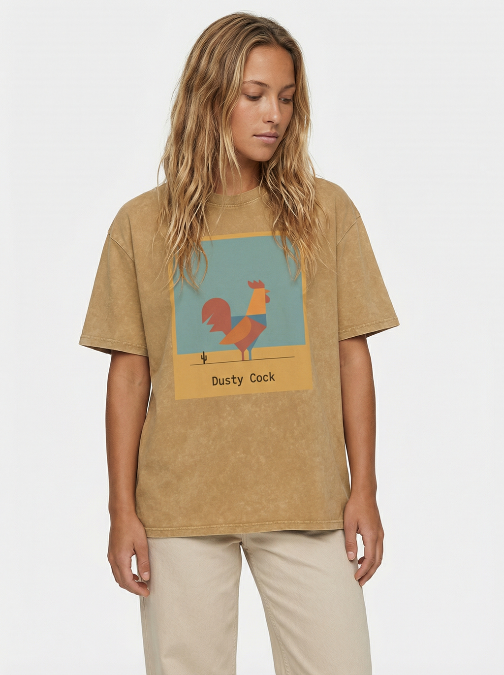 Desert Rooster Outlaw Graphic Tee – Heavyweight 100% Cotton, Vintage Wash