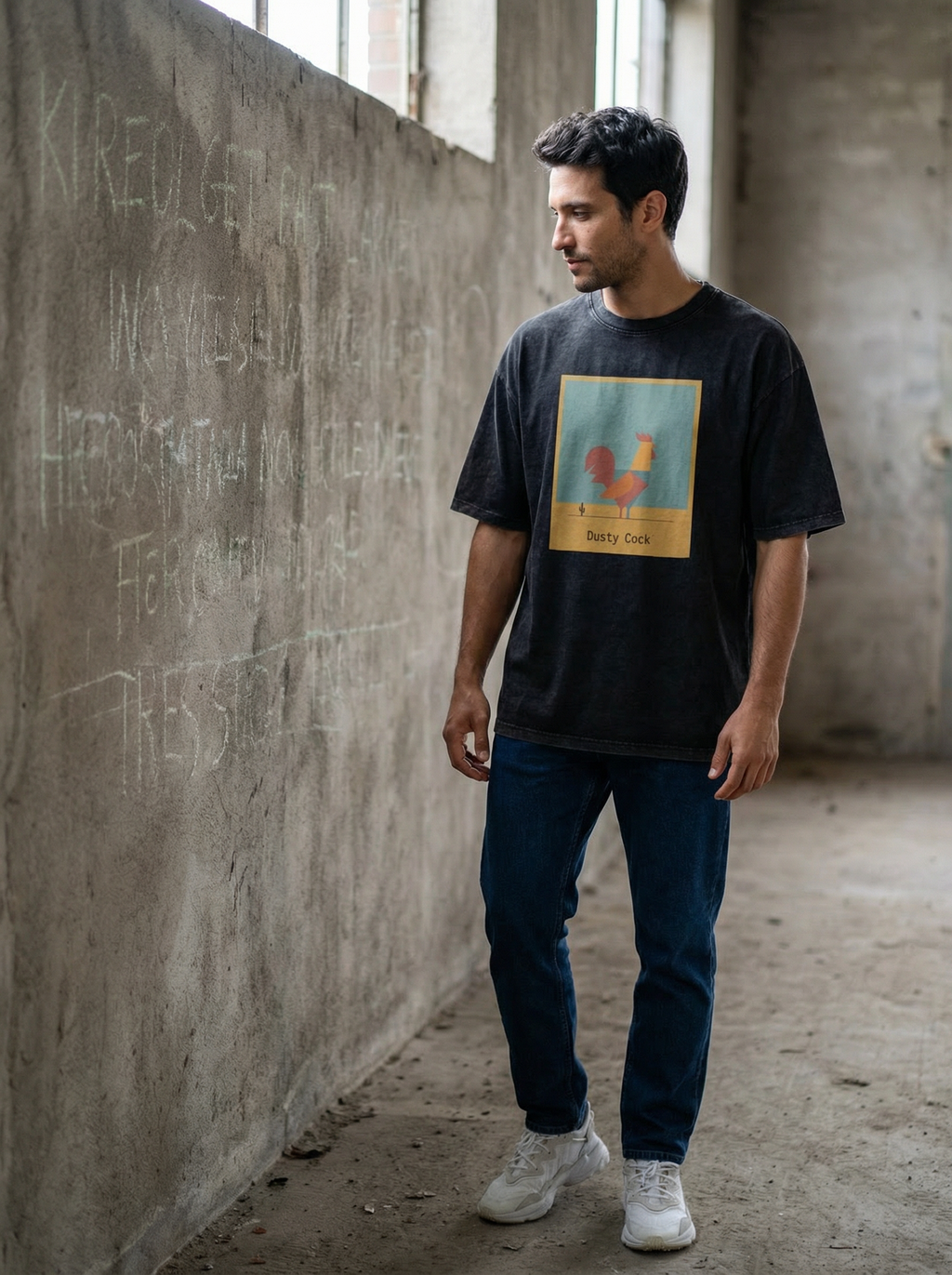 Desert Rooster Outlaw Graphic Tee – Heavyweight 100% Cotton, Vintage Wash