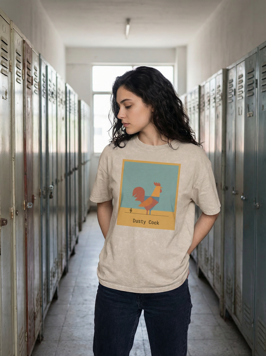 Desert Rooster Outlaw Graphic Tee – Heavyweight 100% Cotton, Vintage Wash
