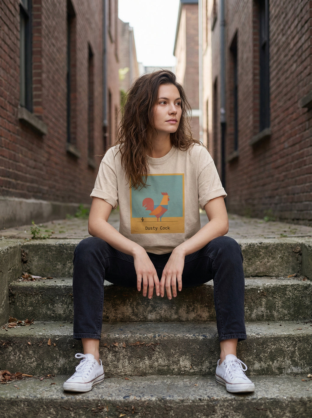 Desert Rooster Outlaw Graphic Tee – Heavyweight 100% Cotton, Vintage Wash