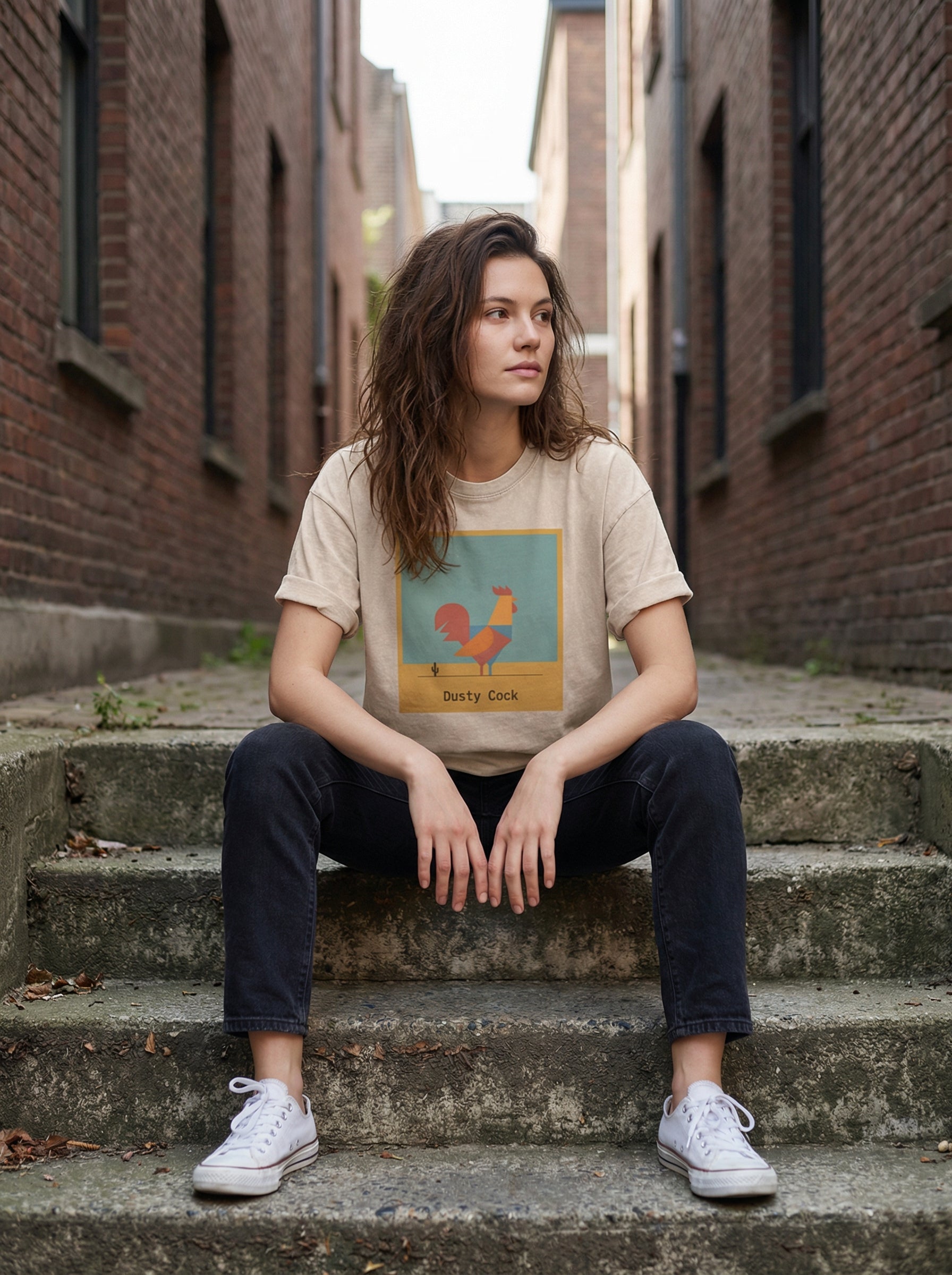 Desert Rooster Outlaw Graphic Tee – Heavyweight 100% Cotton, Vintage Wash