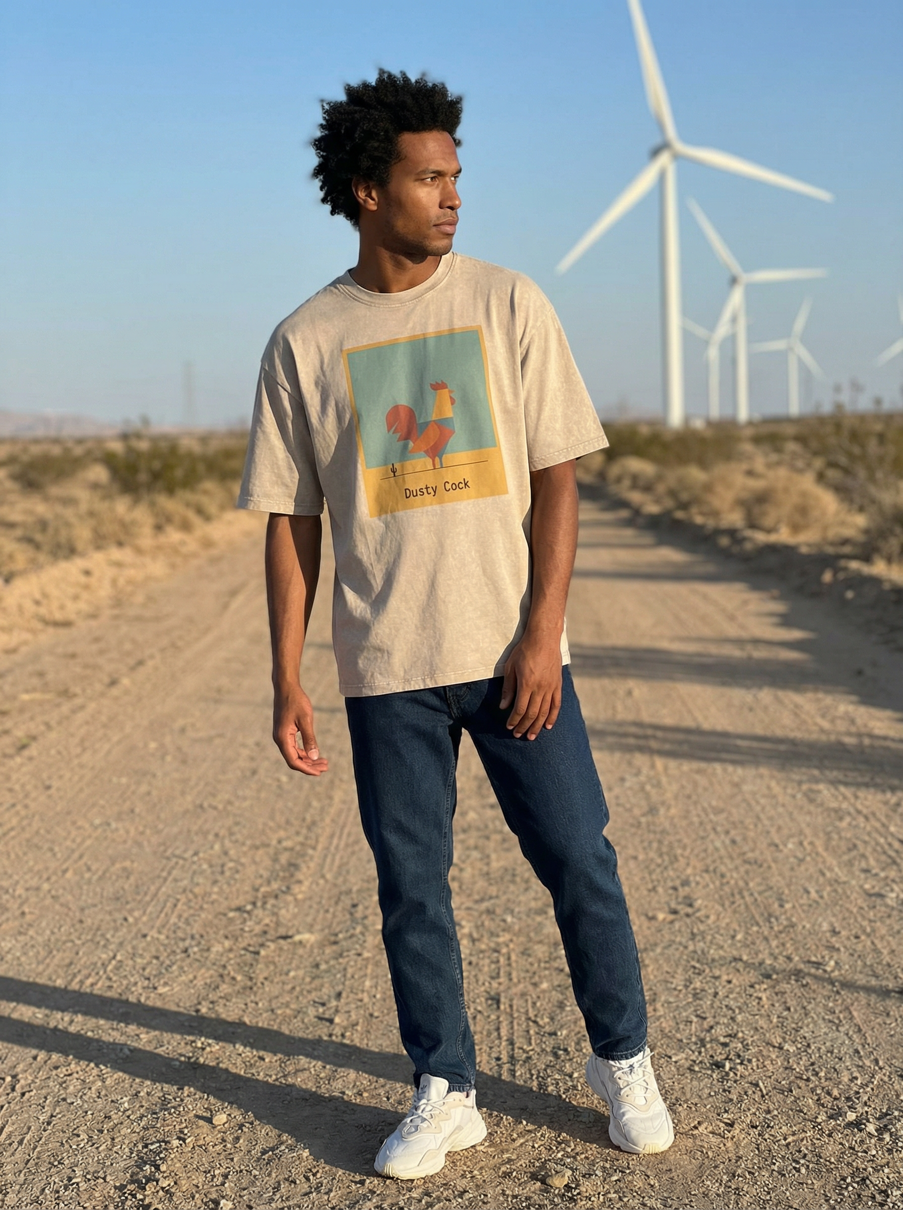 Desert Rooster Outlaw Graphic Tee – Heavyweight 100% Cotton, Vintage Wash