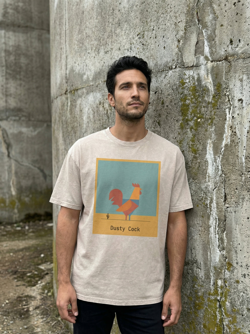 Desert Rooster Outlaw Graphic Tee – Heavyweight 100% Cotton, Vintage Wash