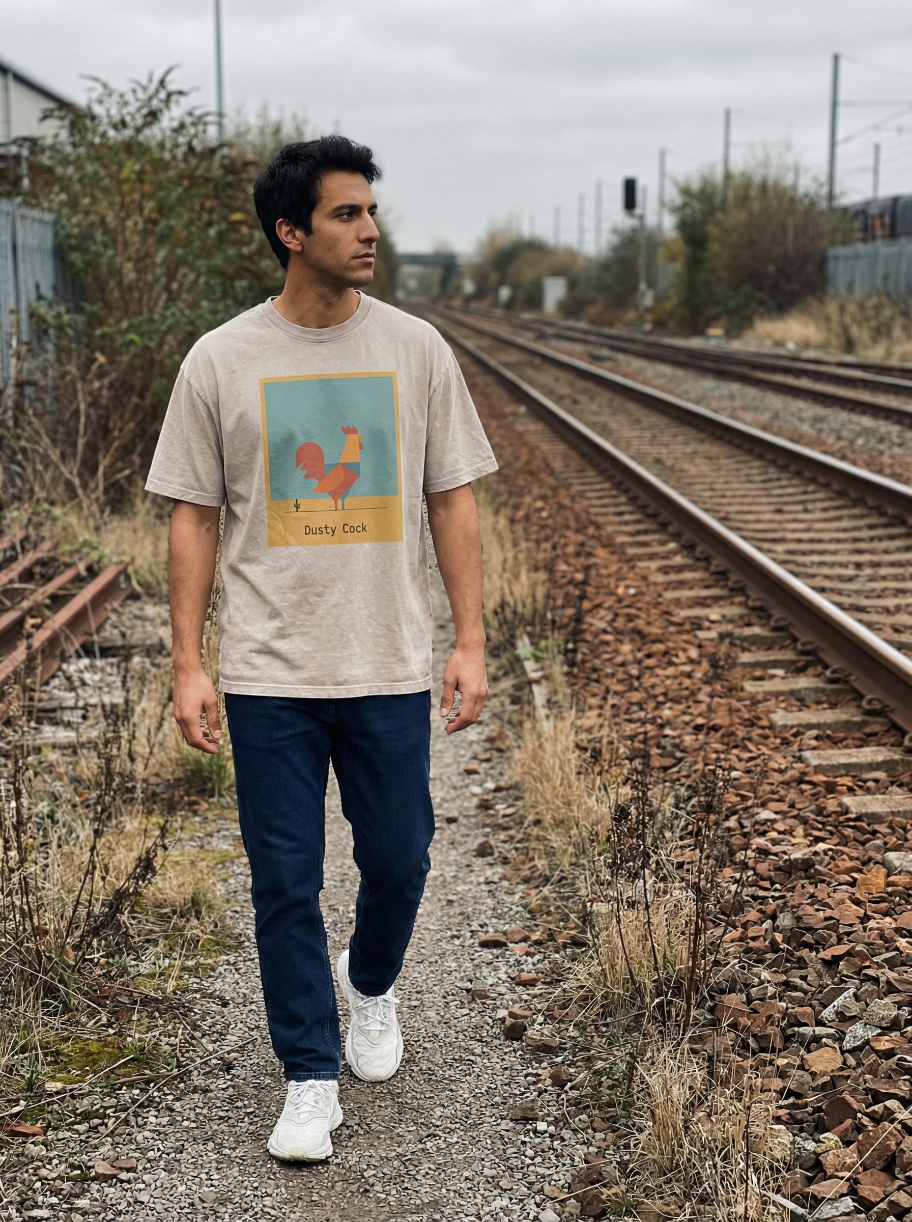 Desert Rooster Outlaw Graphic Tee – Heavyweight 100% Cotton, Vintage Wash