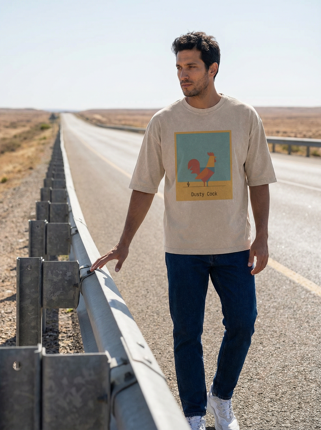 Desert Rooster Outlaw Graphic Tee – Heavyweight 100% Cotton, Vintage Wash