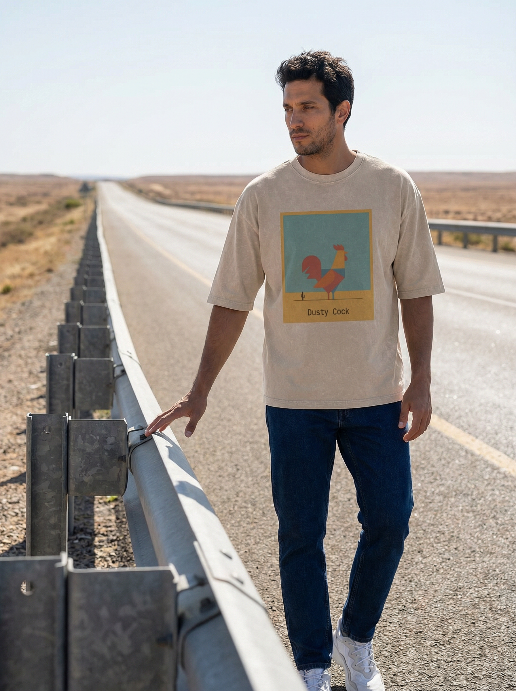 Desert Rooster Outlaw Graphic Tee – Heavyweight 100% Cotton, Vintage Wash