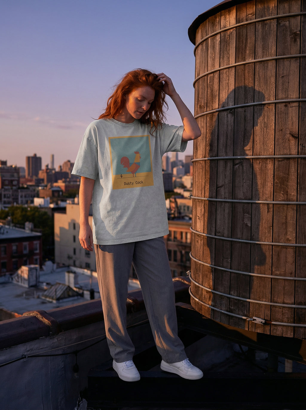 Desert Rooster Outlaw Graphic Tee – Heavyweight 100% Cotton, Vintage Wash