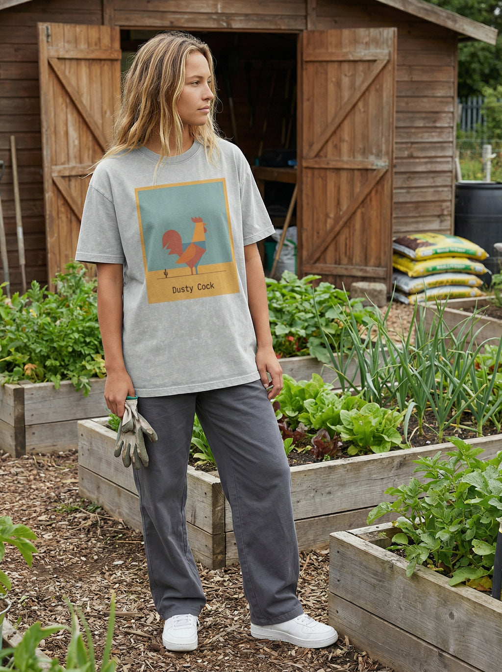 Desert Rooster Outlaw Graphic Tee – Heavyweight 100% Cotton, Vintage Wash
