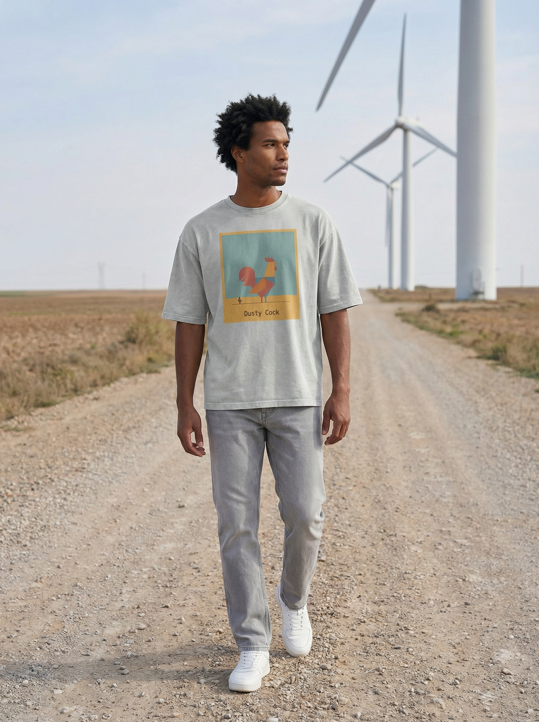 Desert Rooster Outlaw Graphic Tee – Heavyweight 100% Cotton, Vintage Wash