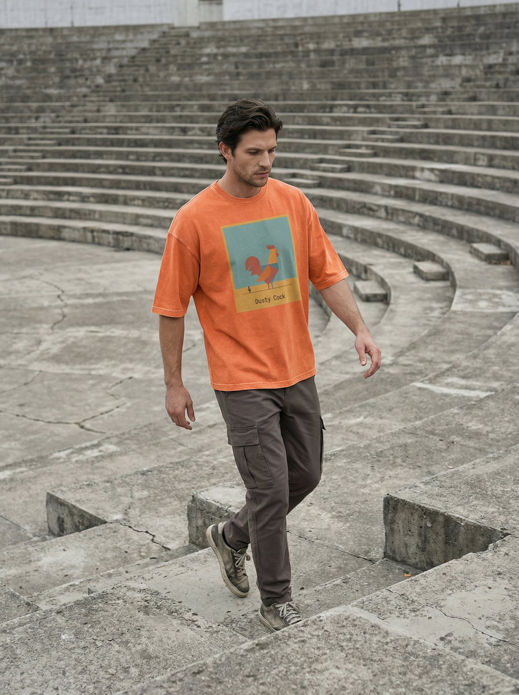 Desert Rooster Outlaw Graphic Tee – Heavyweight 100% Cotton, Vintage Wash