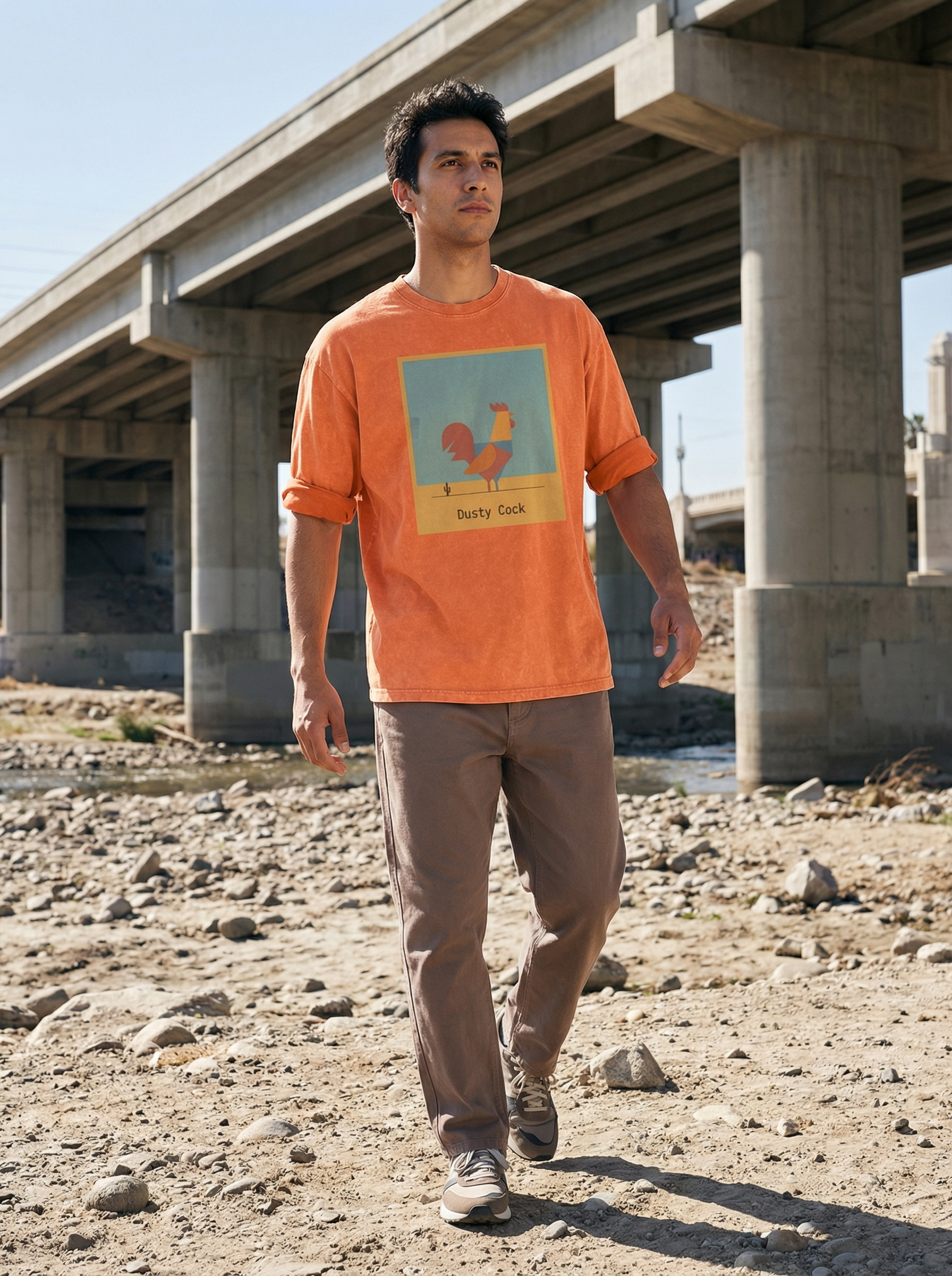 Desert Rooster Outlaw Graphic Tee – Heavyweight 100% Cotton, Vintage Wash