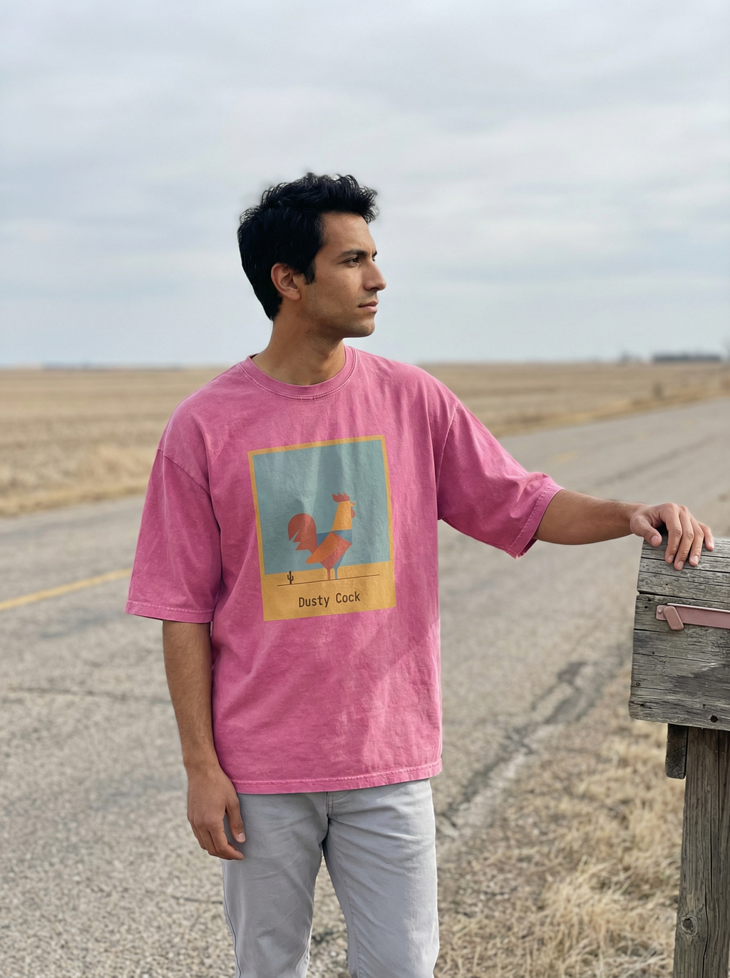 Desert Rooster Outlaw Graphic Tee – Heavyweight 100% Cotton, Vintage Wash