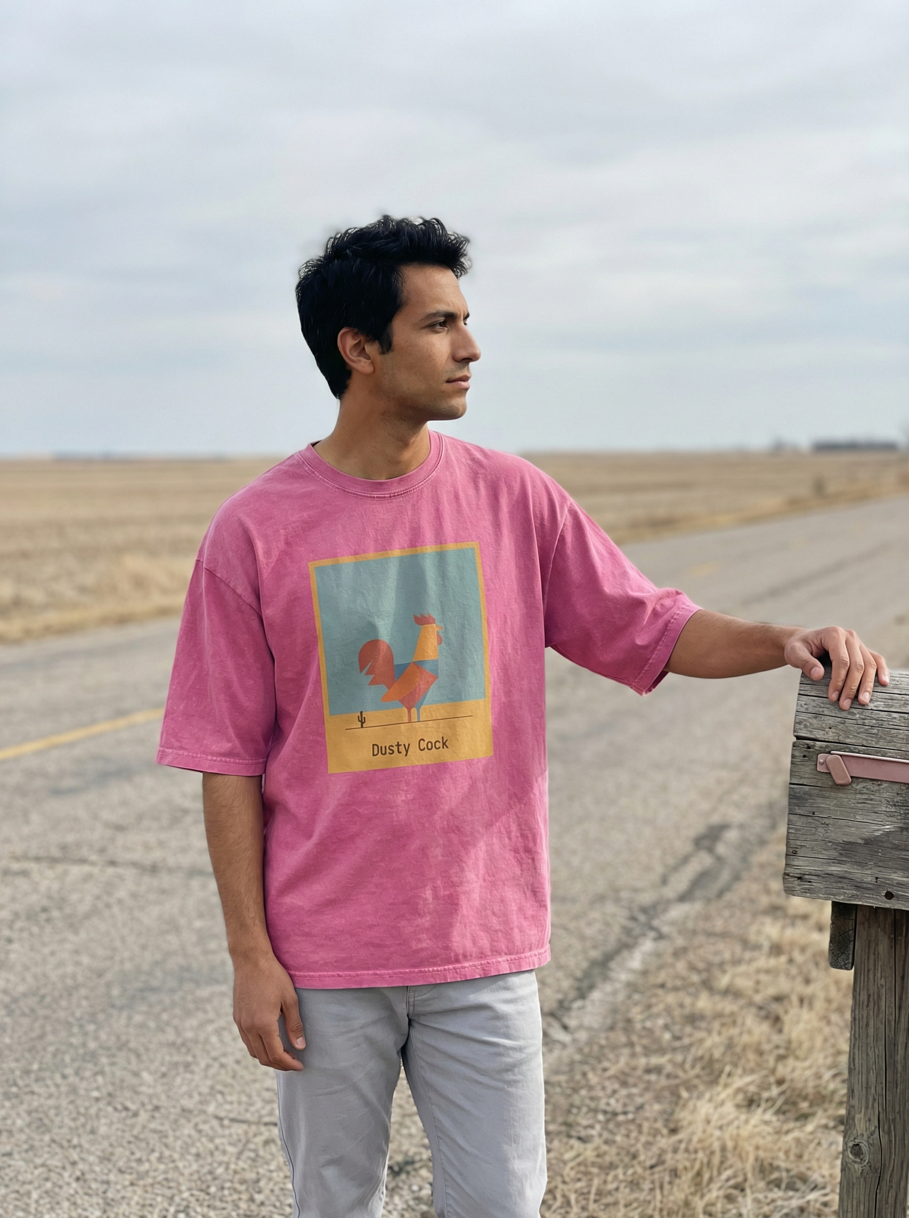 Desert Rooster Outlaw Graphic Tee – Heavyweight 100% Cotton, Vintage Wash