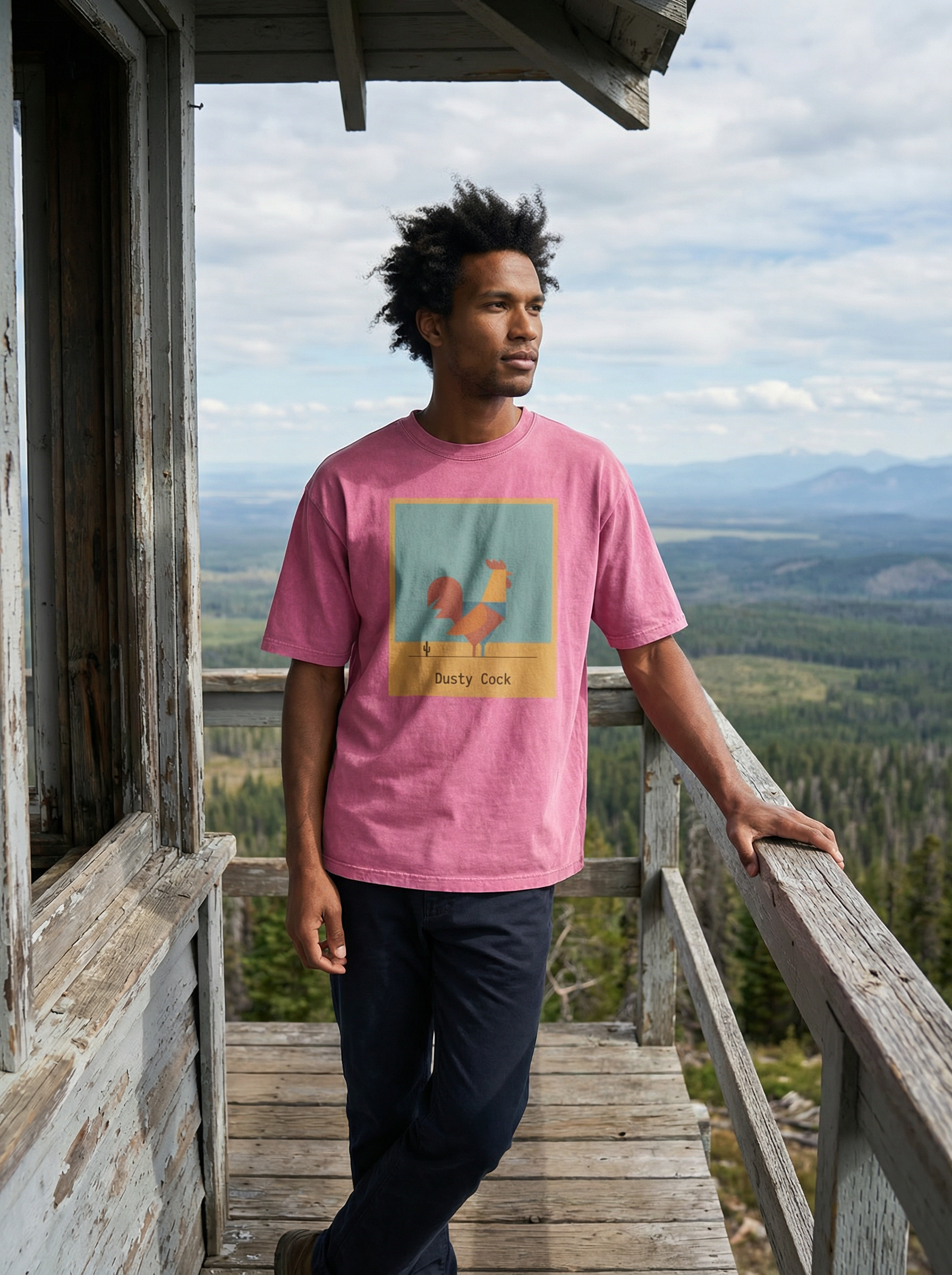 Desert Rooster Outlaw Graphic Tee – Heavyweight 100% Cotton, Vintage Wash