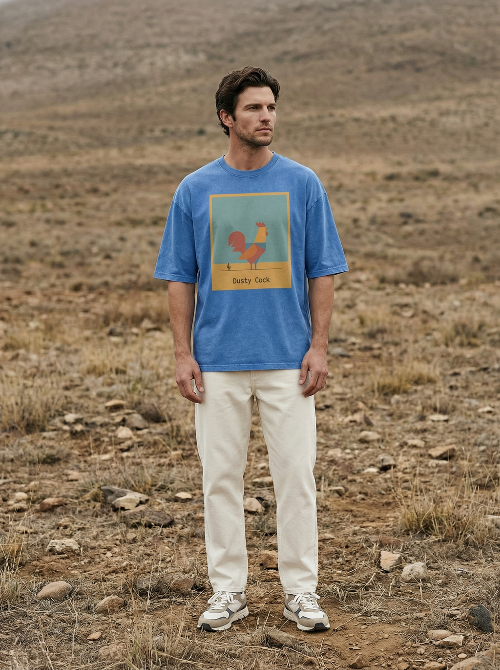 Desert Rooster Outlaw Graphic Tee – Heavyweight 100% Cotton, Vintage Wash