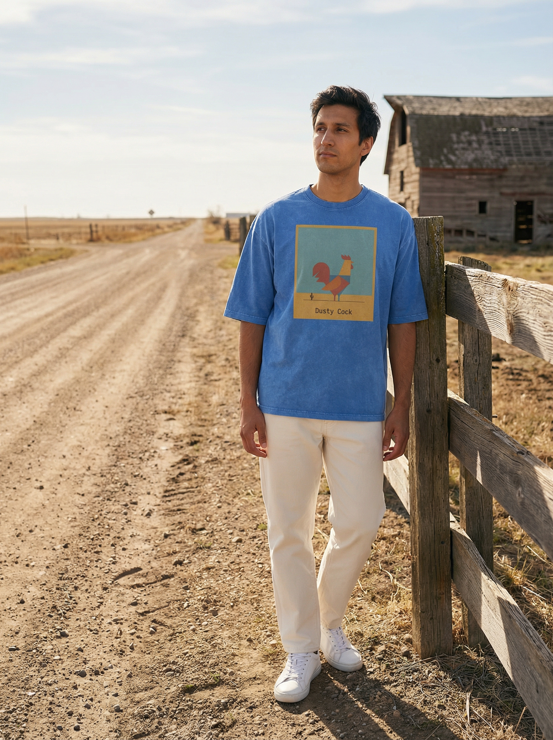 Desert Rooster Outlaw Graphic Tee – Heavyweight 100% Cotton, Vintage Wash