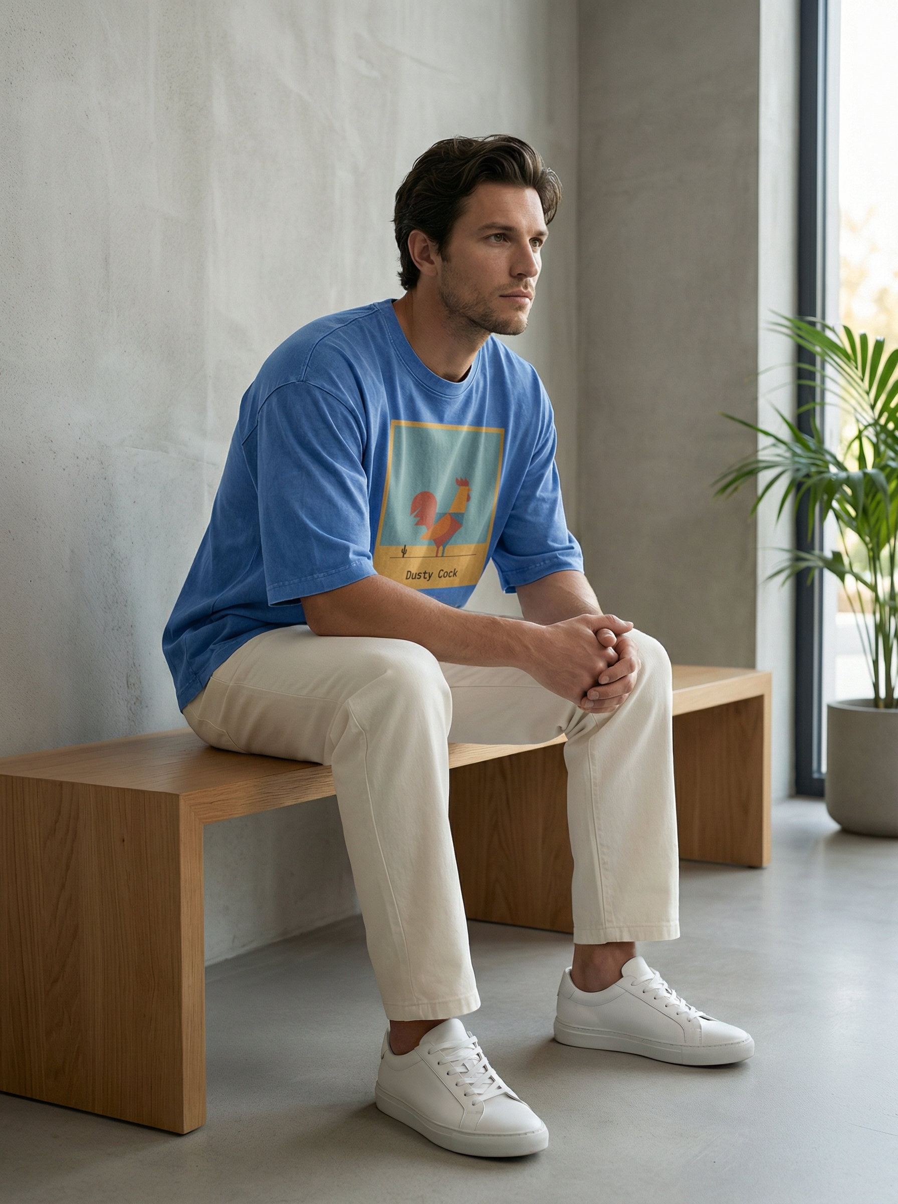 Desert Rooster Outlaw Graphic Tee – Heavyweight 100% Cotton, Vintage Wash