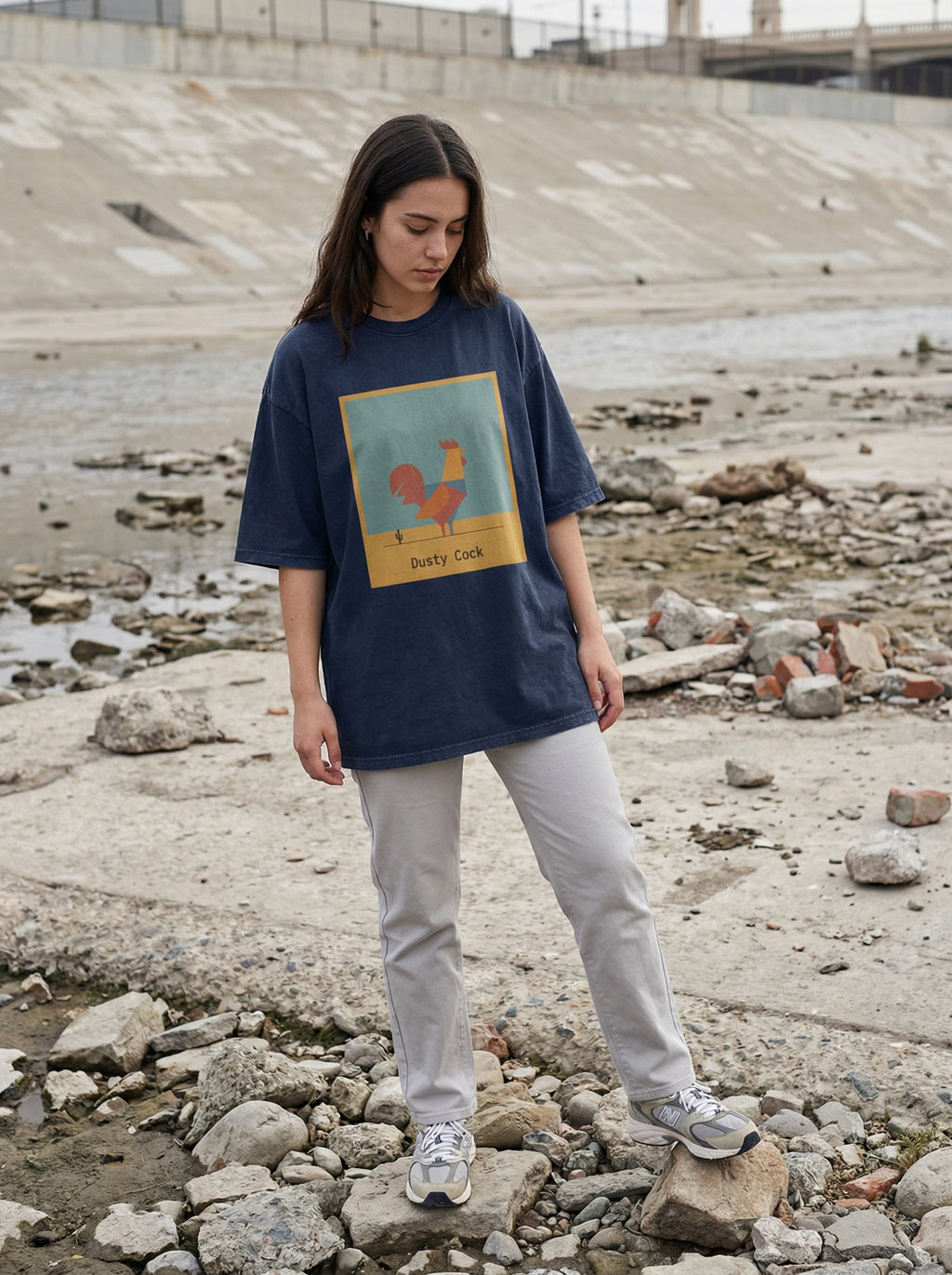 Desert Rooster Outlaw Graphic Tee – Heavyweight 100% Cotton, Vintage Wash