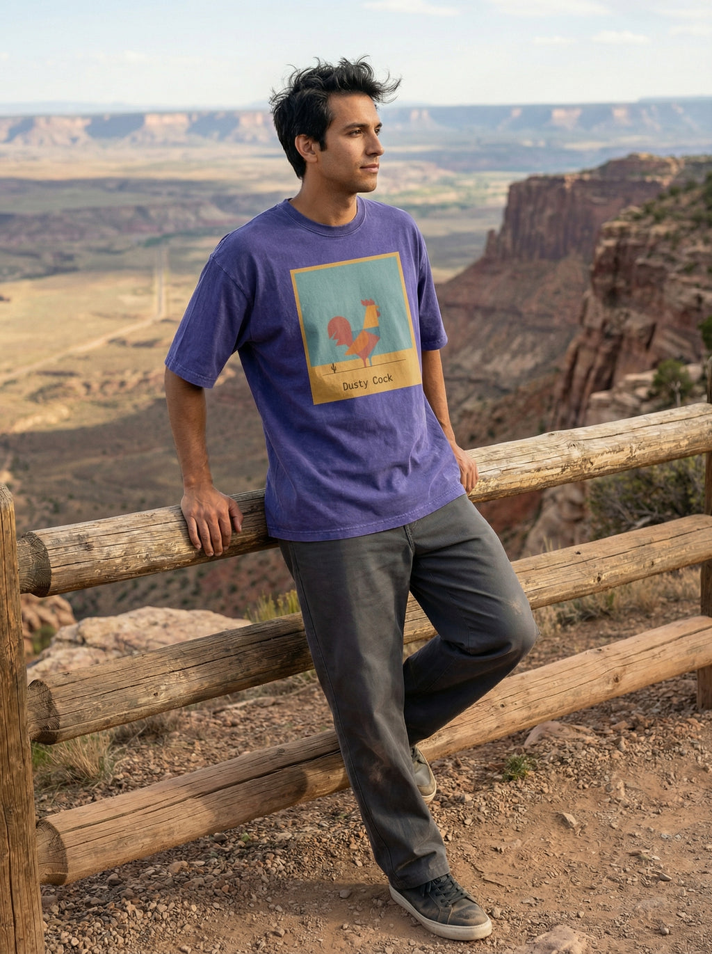 Desert Rooster Outlaw Graphic Tee – Heavyweight 100% Cotton, Vintage Wash