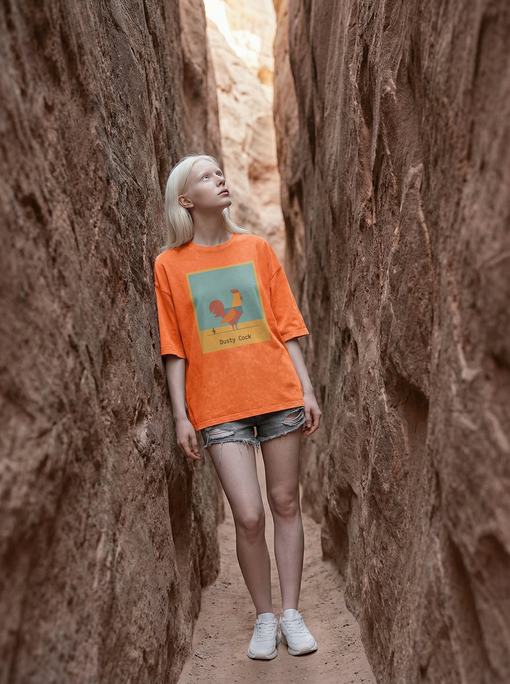 Desert Rooster Outlaw Graphic Tee – Heavyweight 100% Cotton, Vintage Wash