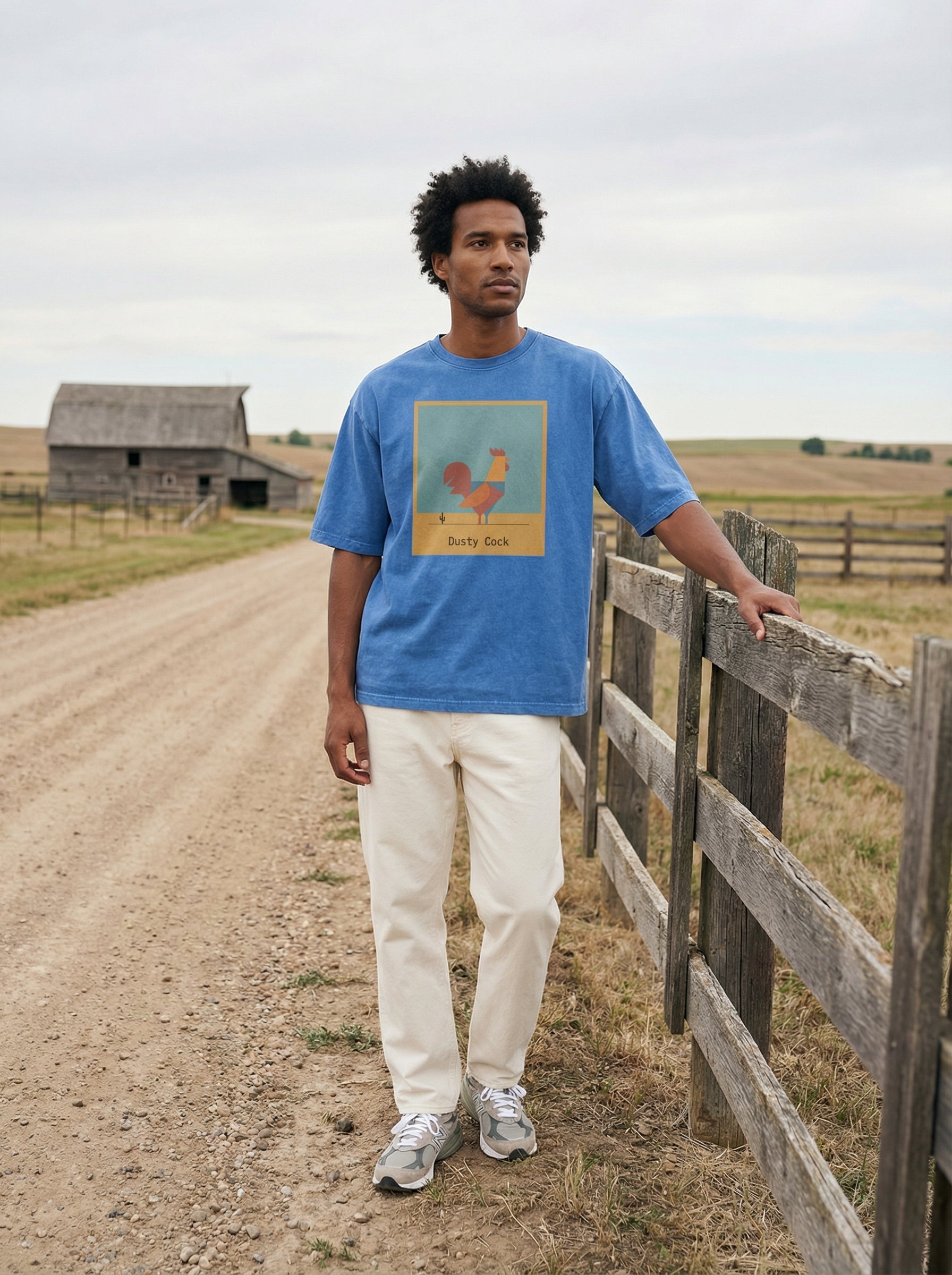 Desert Rooster Outlaw Graphic Tee – Heavyweight 100% Cotton, Vintage Wash