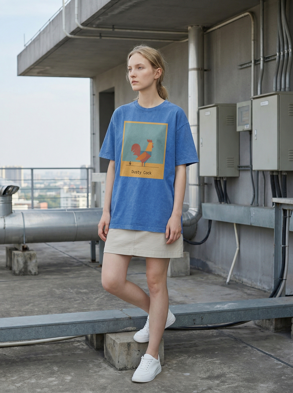 Desert Rooster Outlaw Graphic Tee – Heavyweight 100% Cotton, Vintage Wash