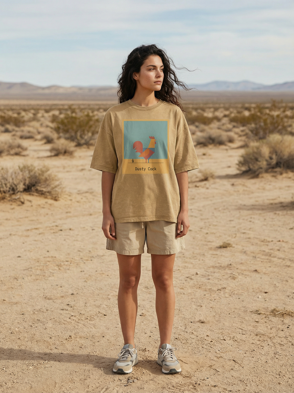 Desert Rooster Outlaw Graphic Tee – Heavyweight 100% Cotton, Vintage Wash