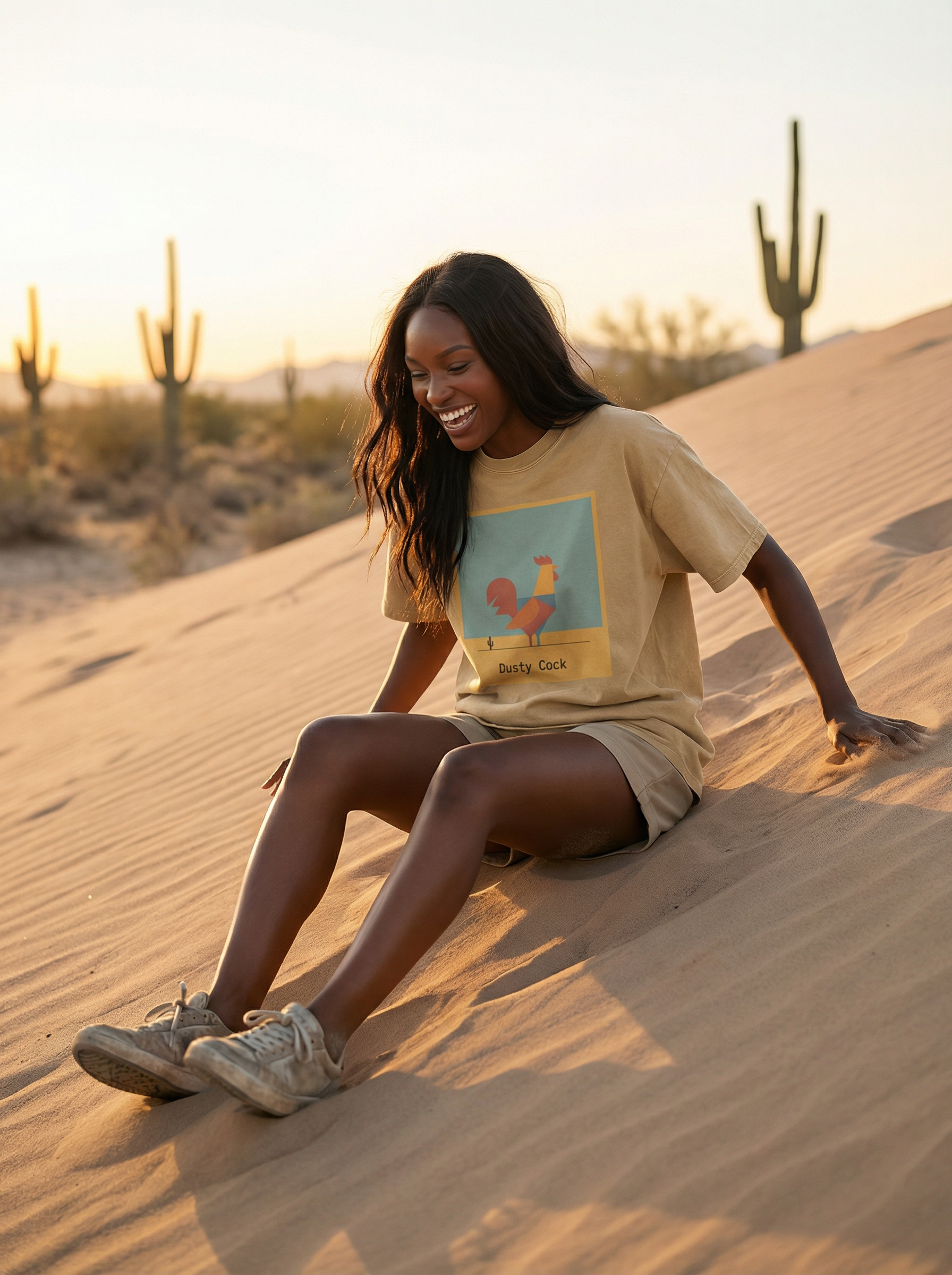 Desert Rooster Outlaw Graphic Tee – Heavyweight 100% Cotton, Vintage Wash