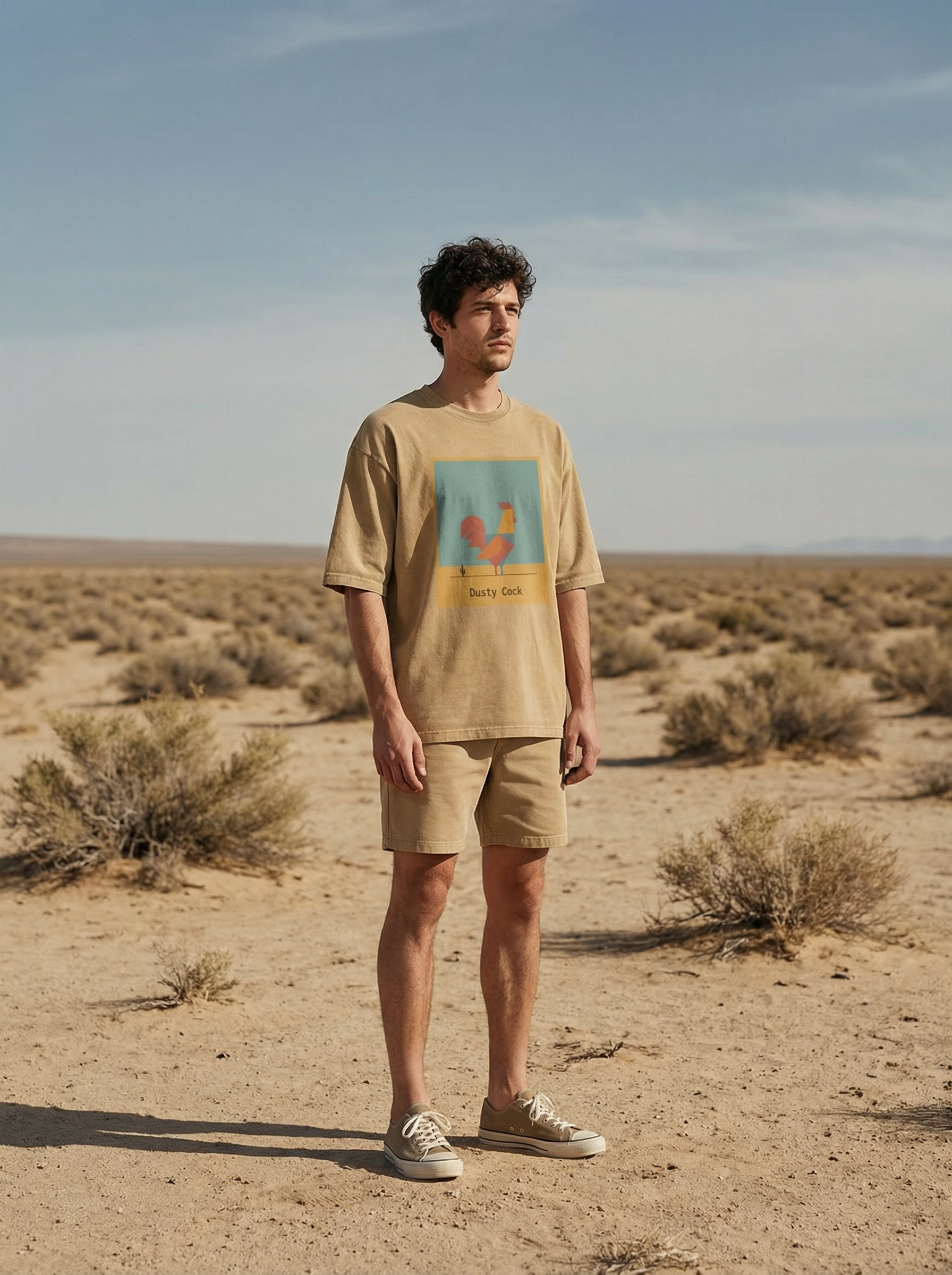 Desert Rooster Outlaw Graphic Tee – Heavyweight 100% Cotton, Vintage Wash